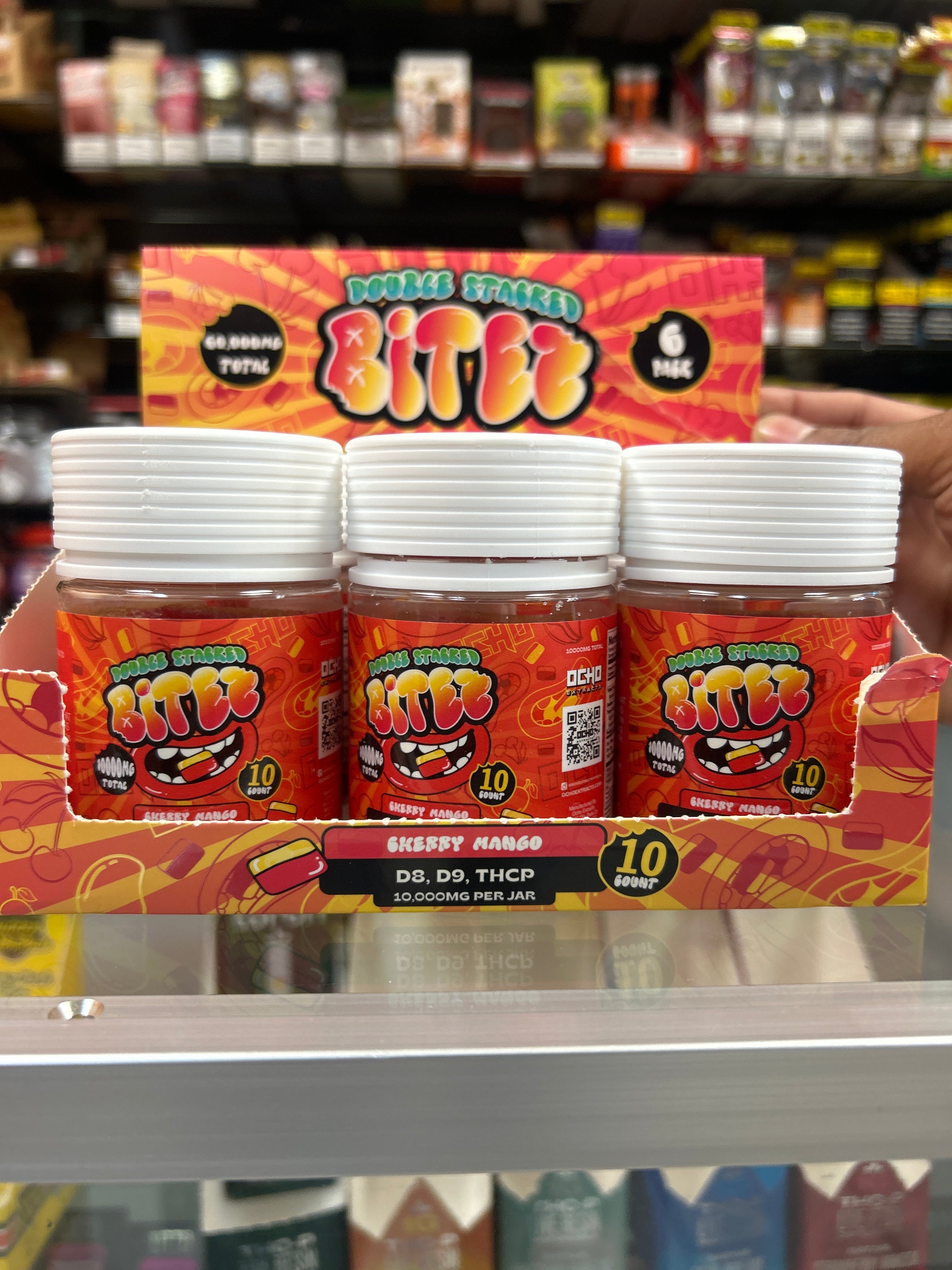 Double Stacked Bitez – 10,000mg Jar (10ct | 1,000mg per Gummy) – Cherry Mango