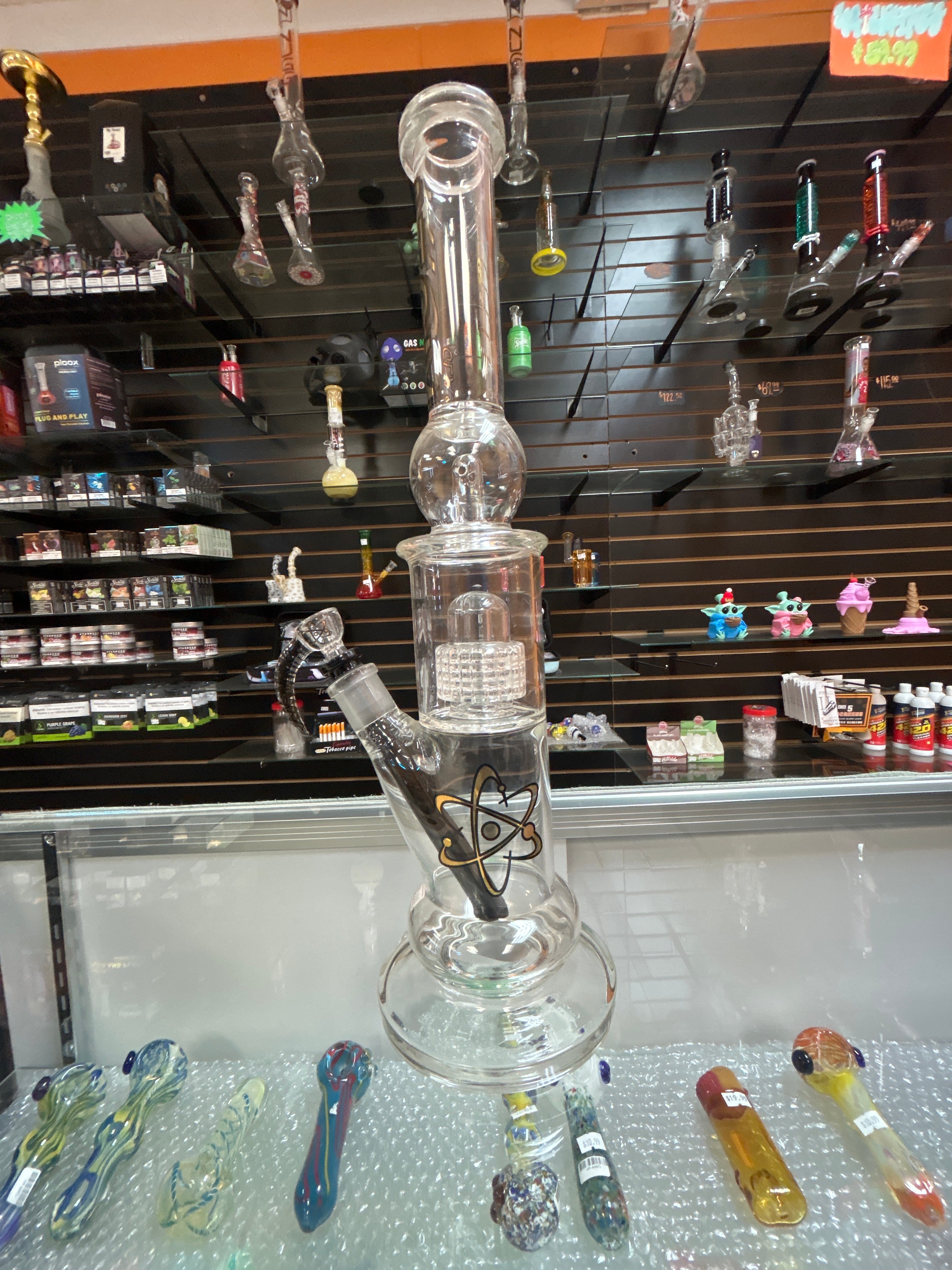 17" Atom Matrix Perc Heavy Straight Water Pipe – Premium Glass Bong for Smooth Hits